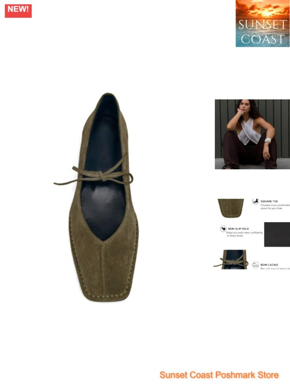 Lace Up Ballet Flats Square Toe Mary Jane Bow Slip On Faux Leather